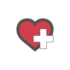 Obraz premium Vector health care icon, cross and heart, medical symbol. Stock Vector illustration isolated on white background.