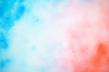 abstract watercolor orrange and blue hand painted background.
