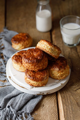 Homemade scone with cheese. Freshly baked delicious english scones.