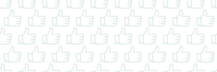 Like hand thumbs up. Seamless pattern horizontal banner background template. The best choice. Vector color Illustration.