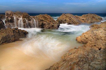 Australian Coastline long exposure Burgess Beach waterfall