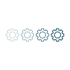 Gear or cog linear icon. machine engineering tech set with editable stroke. Stock Vector illustration isolated on white background.