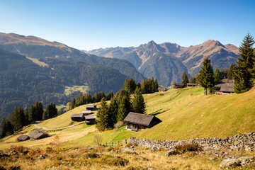 Herbstliche Landschaft in den Alpen (Montafon, Vorarlberg, Österreich)