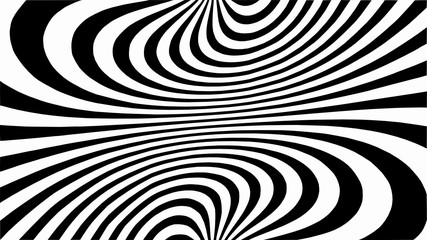 Vector - Black and white abstract  striped illusion.