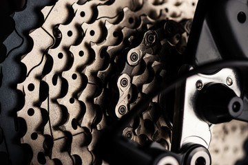 closeup the moutain bike parts