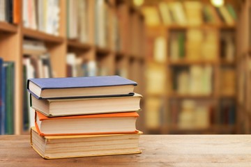 Stack of books, education and learning background
