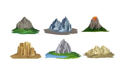 Islands With Different Landscapes Vector Illustration Set
