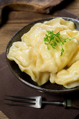Dumplings, filled with cheese.