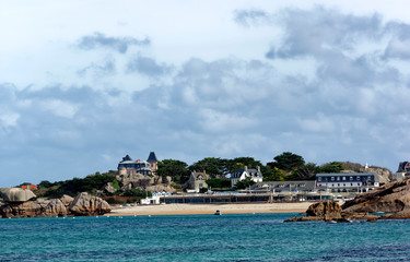 Coast and beach of Tregastel city in brittany