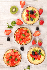 lemon pie with strawberry, top view