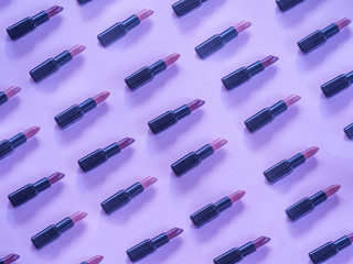 Lipstick pattern on purple background