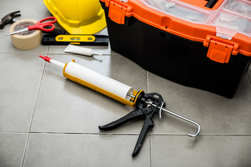 white silicone caulk