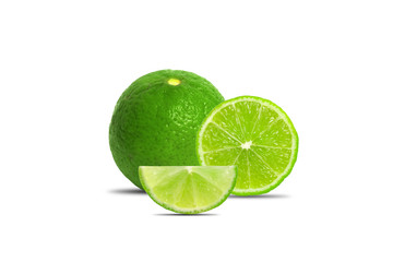 Sliced lime isolated on white background.