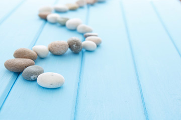 Line of pebbles. Sea stones.