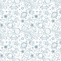 Estores personalizados infantiles con tu foto Space seamless pattern for Kids. Hand drawn space, spaceships, rocket, ufos, comets and planets with stars. Trendy kids vector background. Hand drawn space elements seamless pattern. Space doodle back