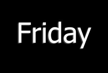 Black Friday - weißes Wort Friday auf schwarzem Grund