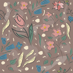 Floral Seamless Pattern. Hand Drawn.