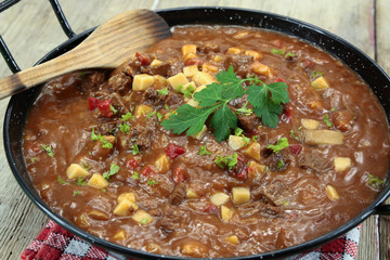 goulash dish on a table