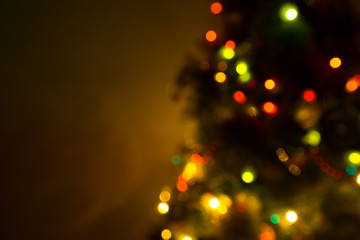 Christmas tree lights on black