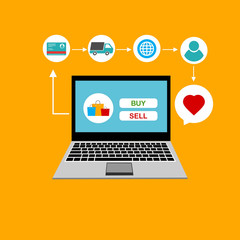 Set of flat design concept icons for web and mobile phone services and apps. Icons for mobile marketing and online shopping