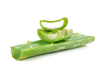 Green fresh aloe vera isolated on white background