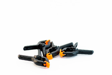 Cluj-Napoca/Romania-10 24 2019:  Plastic clamps isolated