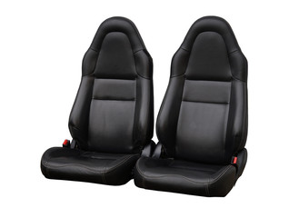 Black car seats isolated on white background with clipping part 