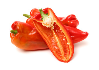 Fresh red pepper on white background	