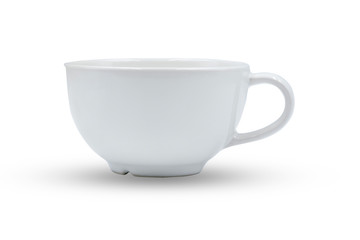 Empty coffee white cup isolate on white background. White ceramic mug, Cups for coffee or tea with clipping path.