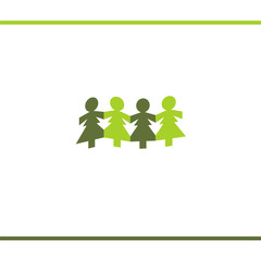 Illustration of Paper Cut Mothers Holding hands in Unity. Mothers Comunity. Mothers like trees. Logo design template.