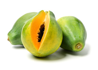Papaya fruit isolated on a white background	