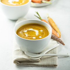 Homemade carrot soup with cream
