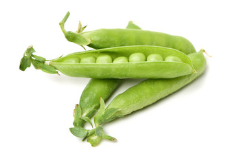 Fresh peas isolated on white background	