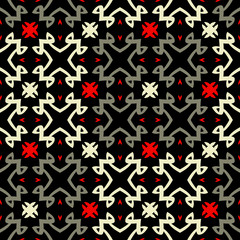 Obraz premium Seamless pattern with geometric elements on a black background.