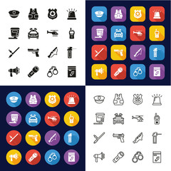 Fototapeta premium Police Highway Patrol Icons All in One Icons -Black & White-Color Flat Design-Thin Line- Set