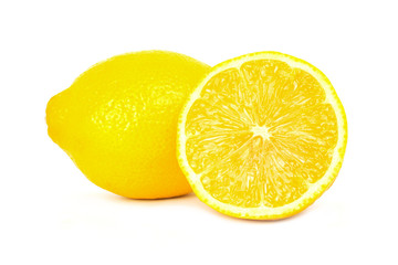 Yellow lemon isolated on white background. Sour vegetarian that can be used for many kinds of dishes and juice. 