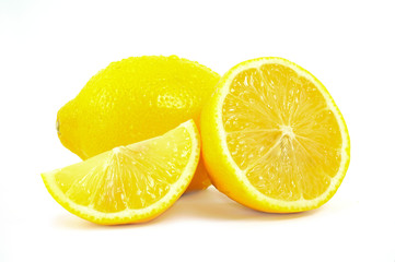 Yellow lemon isolated on white background. Sour vegetarian that can be used for many kinds of...