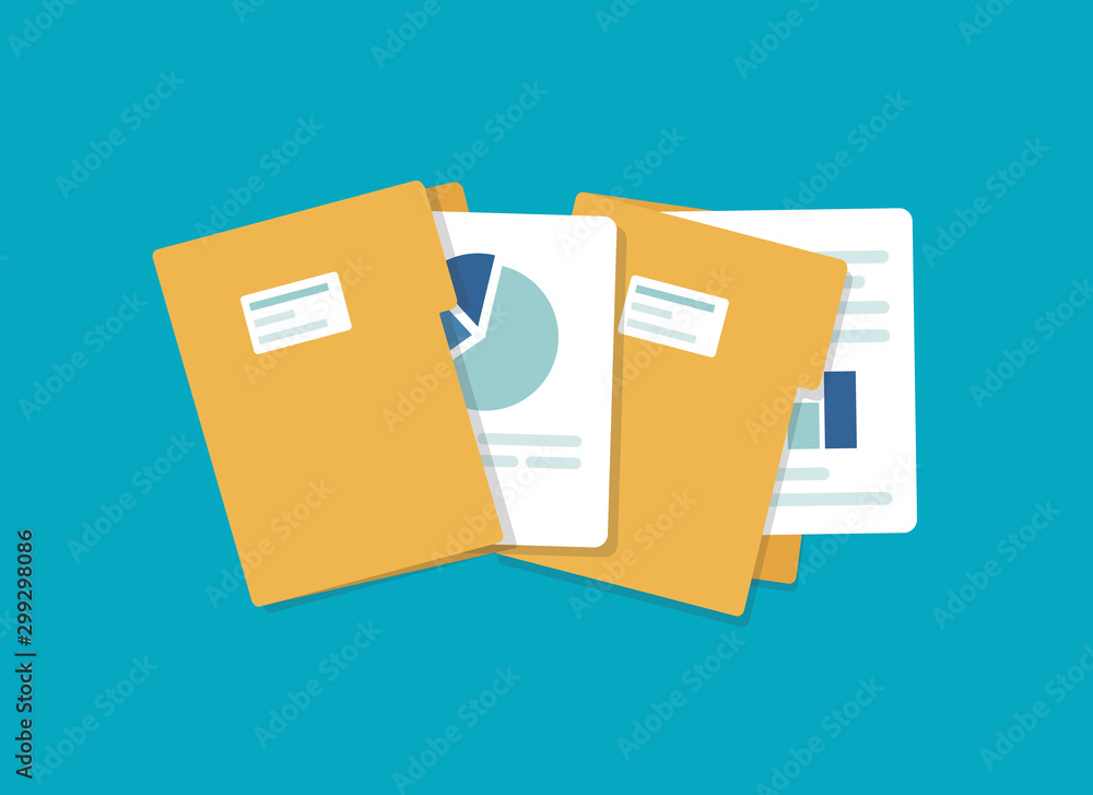 Poster open folder icon. folder with documents