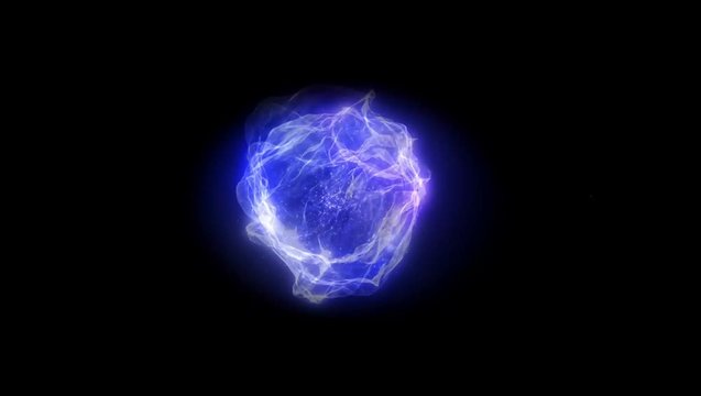 Animated Blue light Power Ball on black background.