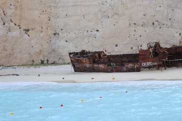 Shipwreck on a beach