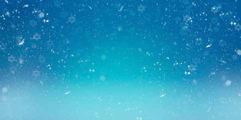 Blue Abstract Christmas background with snow and free space. Greeting card. Illustration.