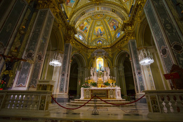 Inner of Sanctuary of "Madonna della Guardia" of Genoa, Italy.