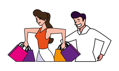 Isolated woman and man shopping vector design