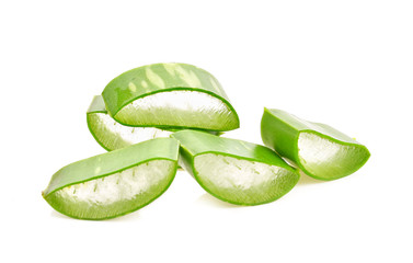 Aloe vera slice on white background