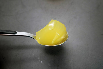 Spooned Fruits Jelly Fresh Yellow Jelly For Dessert