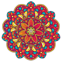 Vector round abstract circle. Mandala style. Decorative element, colored circular design element.