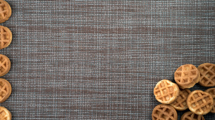 waffles on the table on a dark background flatlay