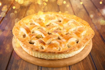 Freshly baked cake on white background