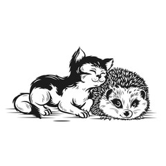 Сat and hedgehog