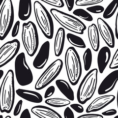 Seeds. Vector pattern. Rice, sunflower, sesame